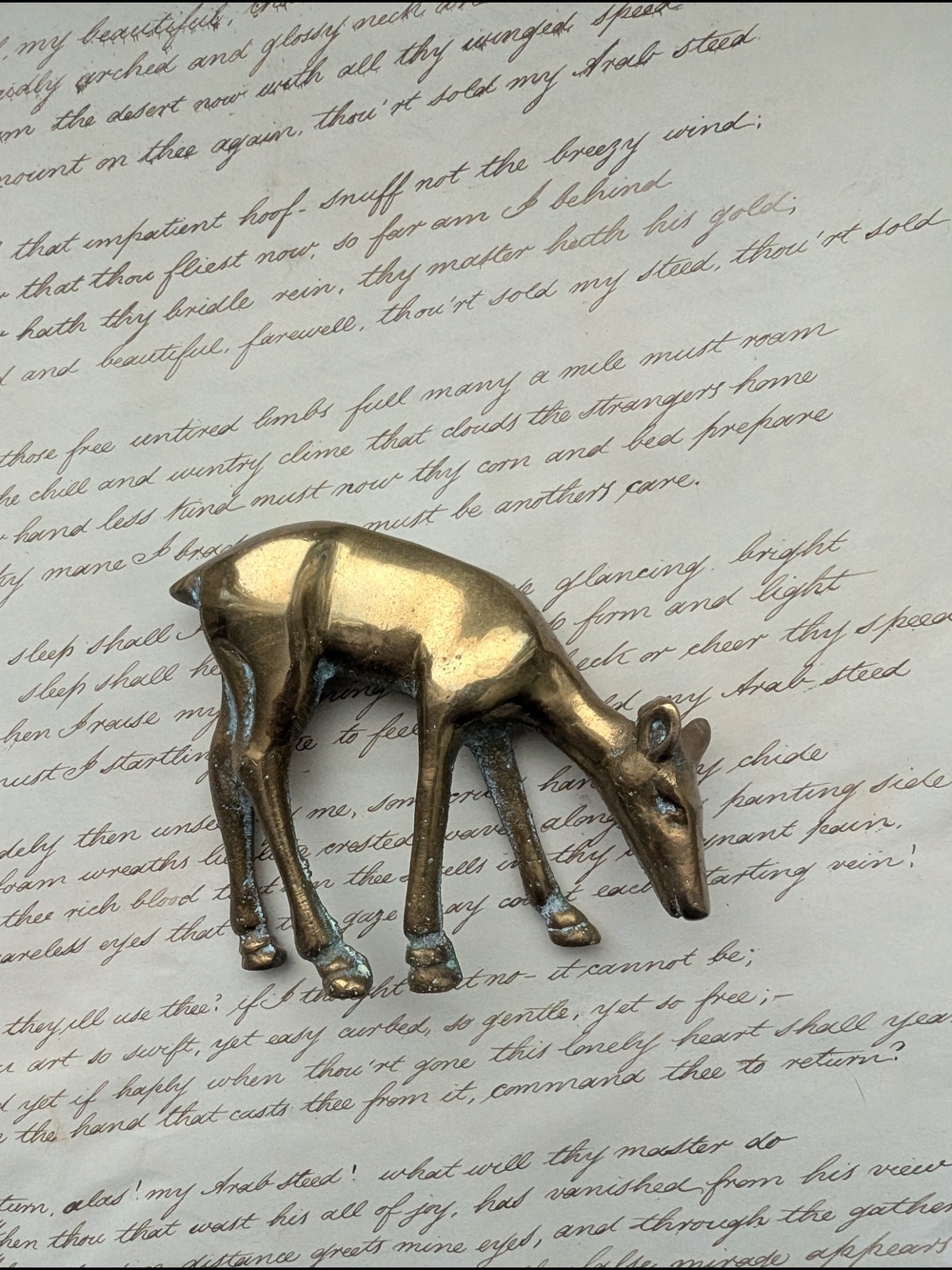 Brass Deer Figurine - Polished Metallic Accent